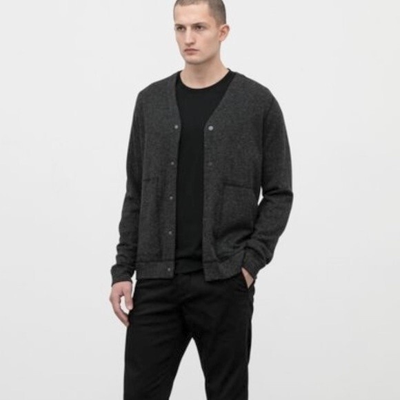 Wings+Horns Knit Mixed Pile Cardigan in Medium Black M - Picture 1 of 10
